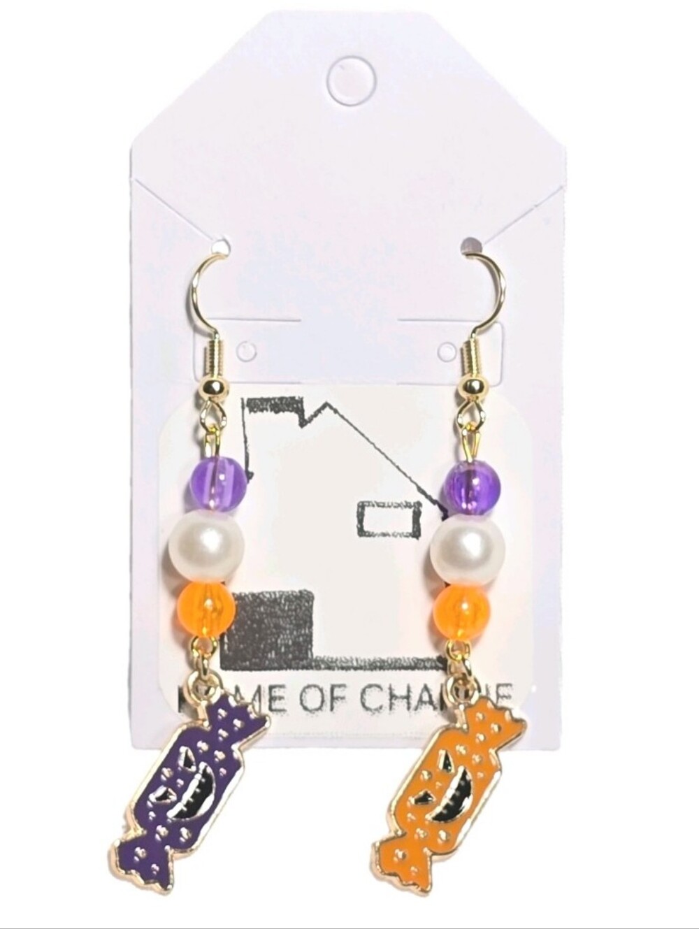 Mismatched Whimsical Fun Beaded Candy Charm  Halloween Drop Dangling Earrings